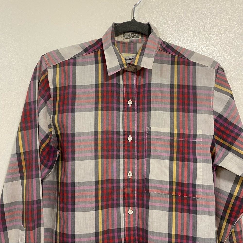 Diane Von Furstenberg Button up Shirt Womens Size 10 Plaid Long sleeve - Picture 5 of 14